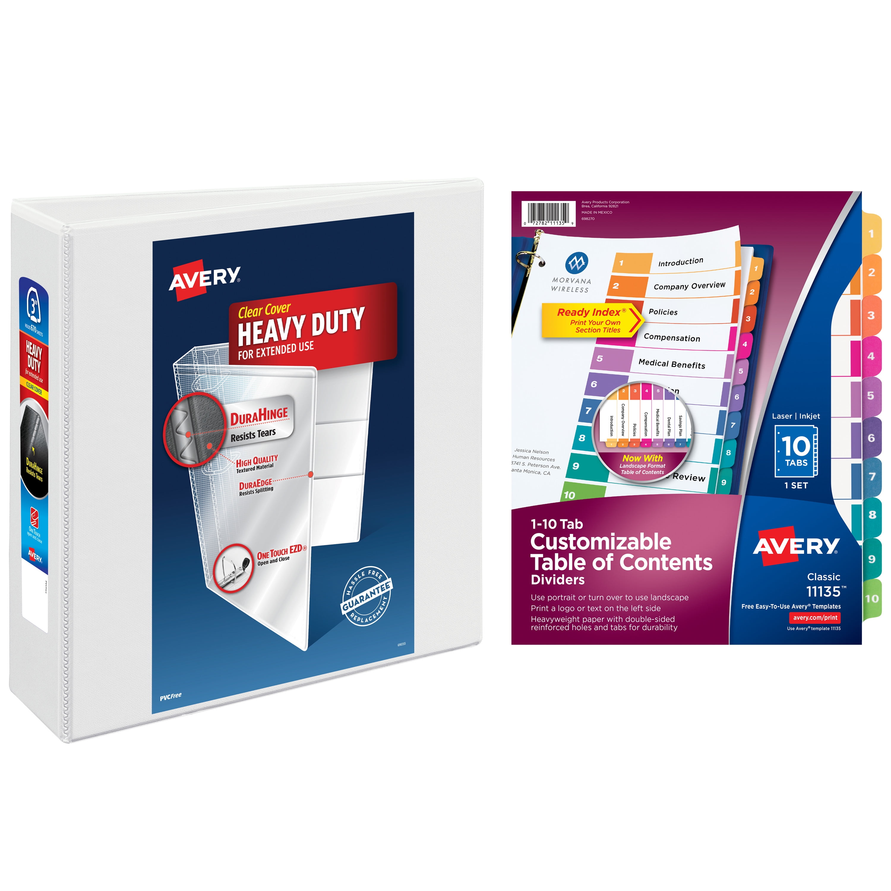 Avery 3" Ring Binder, 10 Tab Dividers, Supplies Set (01678)