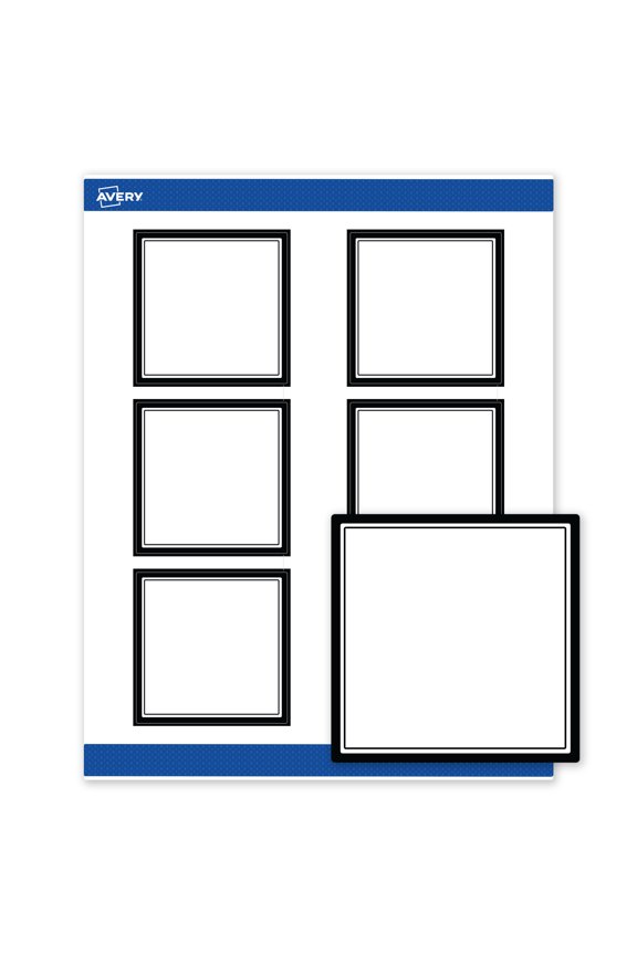 3" x 3" Labels, Double Black Border, 60 ct, Matte, Double Black Border
