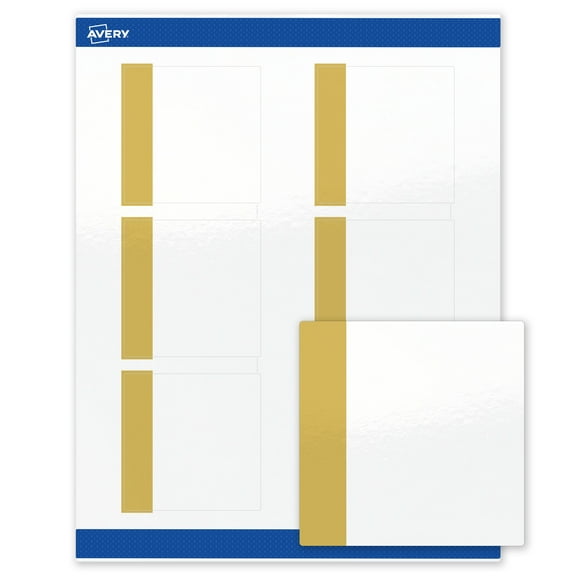 Avery 3" x 3" Labels, Pre-Printed Gold-Dipped Edge Design, 60 ct, Glossy, Dipped Gold Edge