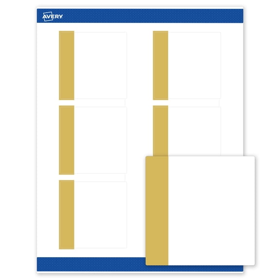 Avery 3" x 3" Labels, Pre-Printed Gold-Dipped Edge Design, 60 ct, Matte, Dipped Gold Edge