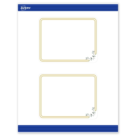 Avery 4.25" x 5.5" Cards, Gold Double Border with Florals, 20 ct