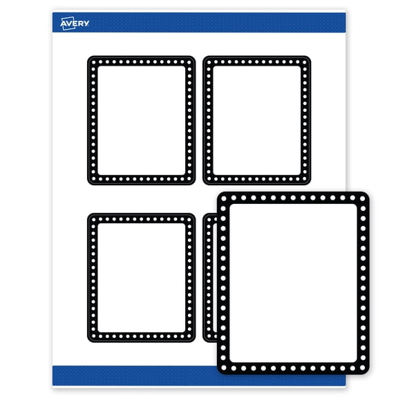 Avery 4" x 3-1/3" Labels, Black and White Polka Dots, 40 ct, Matte, Black & White Polka Dots
