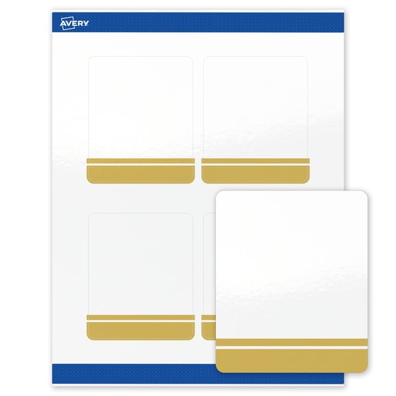 Avery 4" x 3-1/3" Labels, Gold Double-Dipped Edge, 40 ct, Glossy, Double Dipped Gold Edge