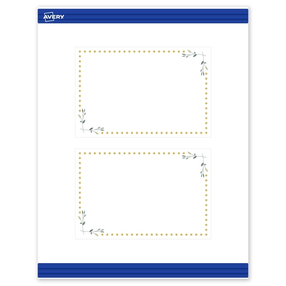 Avery 4" x 6" Cards, Gold Dots with Green Florals, 20 ct