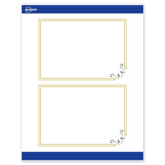 Avery 5" x 7" Cards, Gold Double Border with Florals, 20 ct