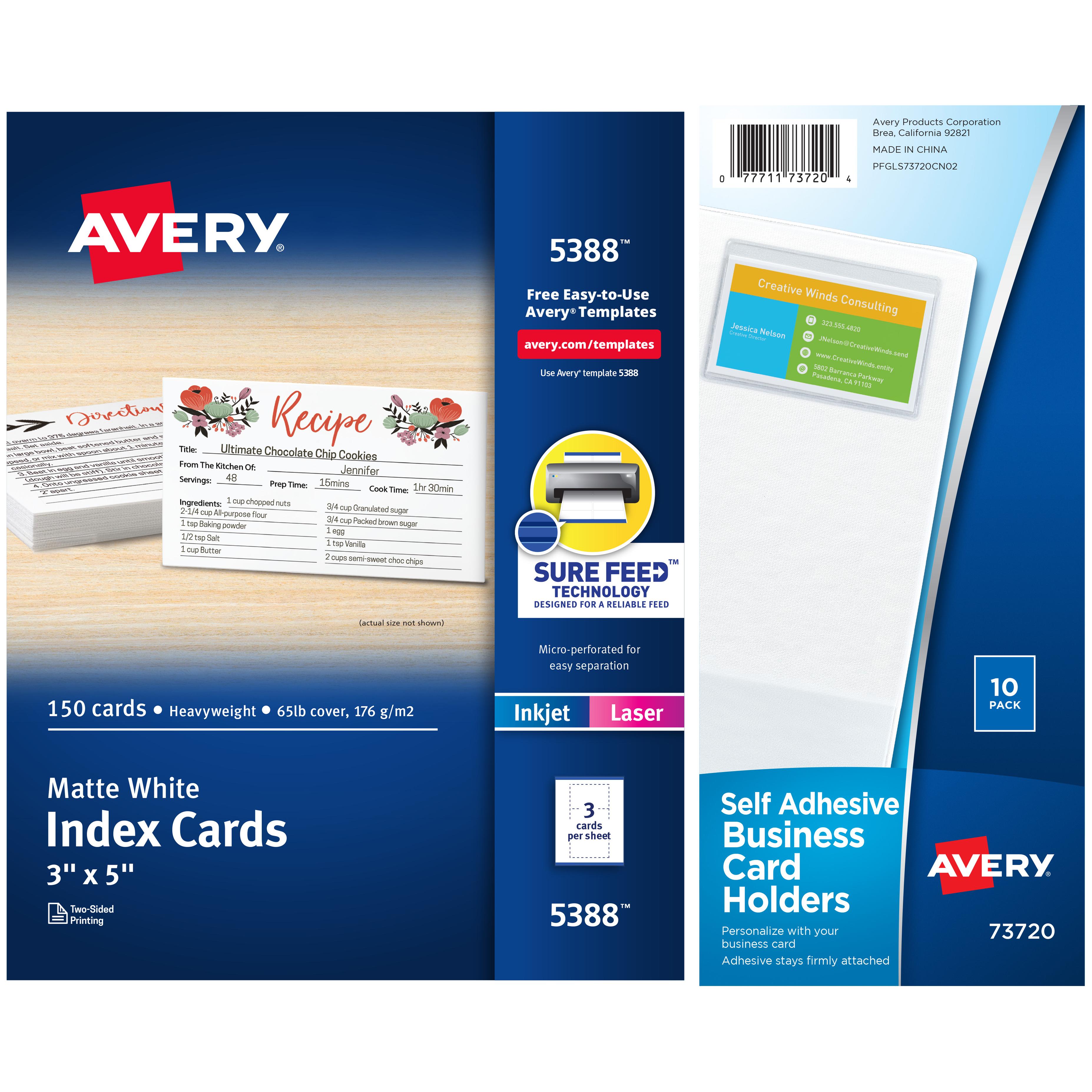 Avery 5388 Unruled 3x5 Index Cards for Laser/Inkjet Printers, 150/Box