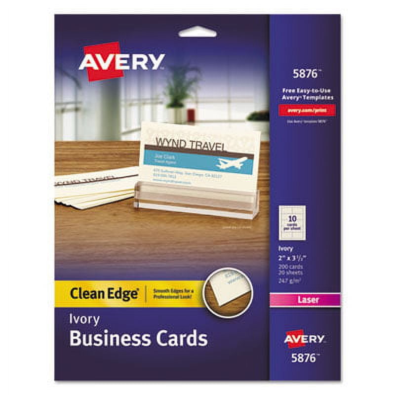 Avery 5876 Two-Side Printable Clean Edge Business Cards, Laser, 2 x 3 1 ...