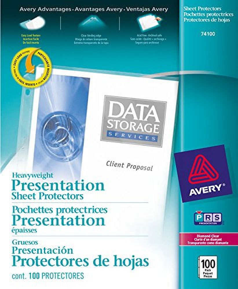 Avery 74100 Top-Load Poly Sheet Protectors, Heavy Gauge, Letter ...