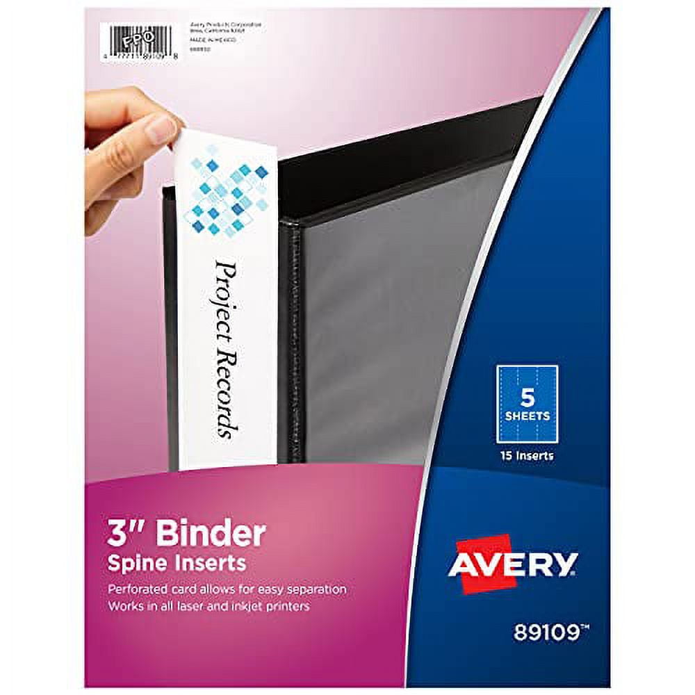 Avery 89109 Binder Spine Inserts, 3" Spine Width, 3 Inserts per Sheet