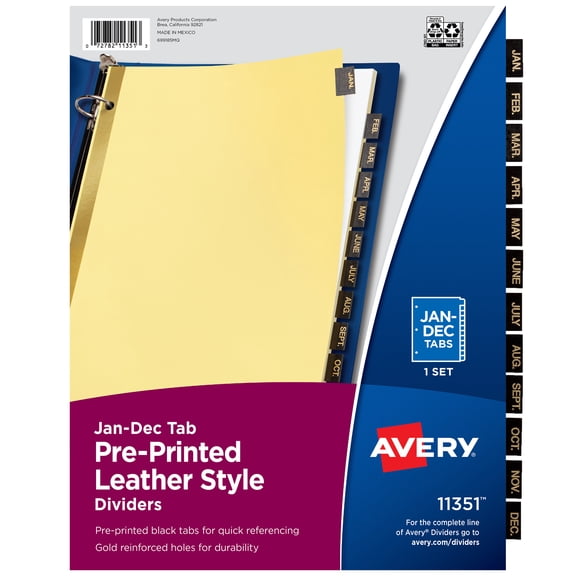 Avery A-Z Dividers, 25-Tab Set, Leather Tabs, 1 Set (11350)