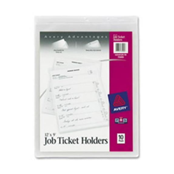 Avery AVE Job Ticket Holder- 9 in. x 12 in.- Heavy Weight- 10-PK- Vinyl-Clear