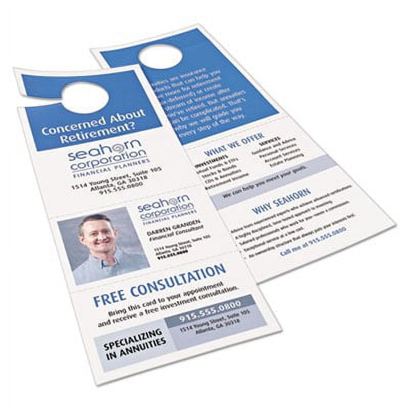 Avery AVE16150 Door Hanger with Tear-Away Cards, 97 Bright, 65lb, 4.25 ...