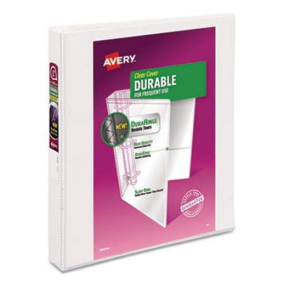Avery AVE17575 1 in. Durable View Binder with Dura Hinge & Slant Rings, White - Pack of 4