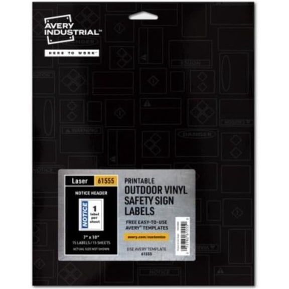 Avery AVE61555 Notice Header Self-Adhesive Outdoor Sign, White
