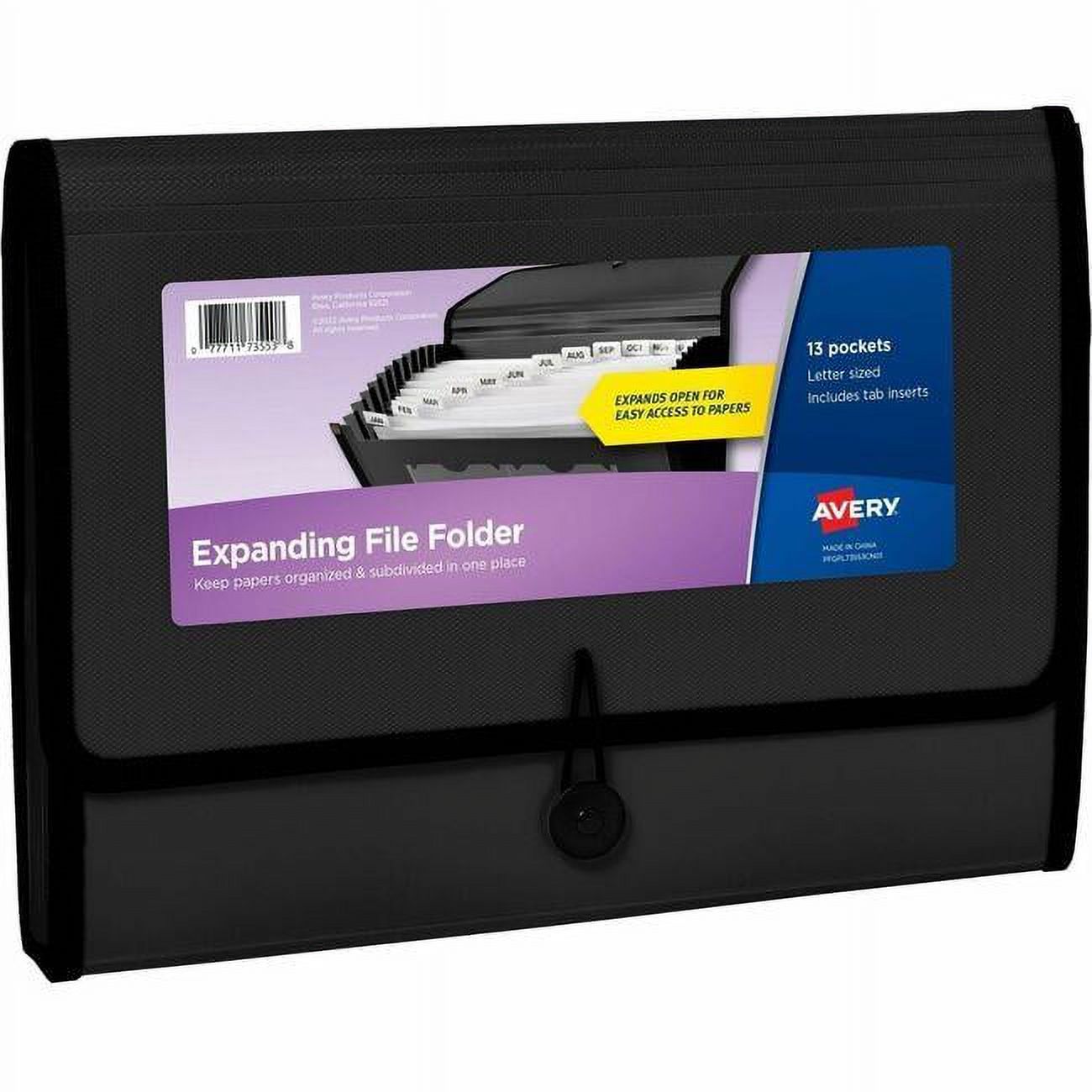 Avery AVE73553 13 Pocket Black File Folder