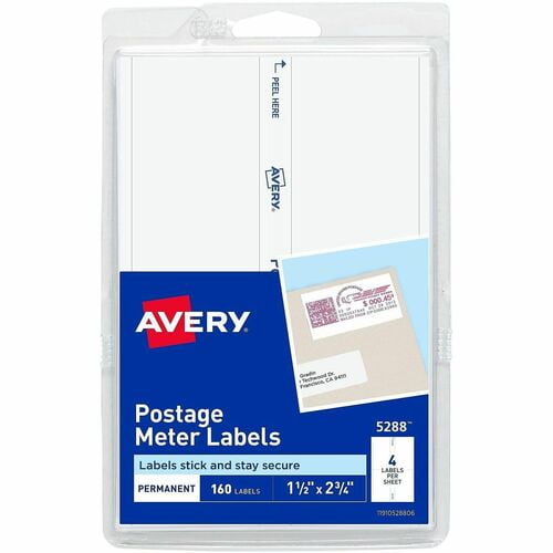 Avery® Address Label, 1 1/2" Width x 2 3/4" Length, Permanent Adhesive, Rectangle, White, Paper (5288) | 2 Packs (320 Total)