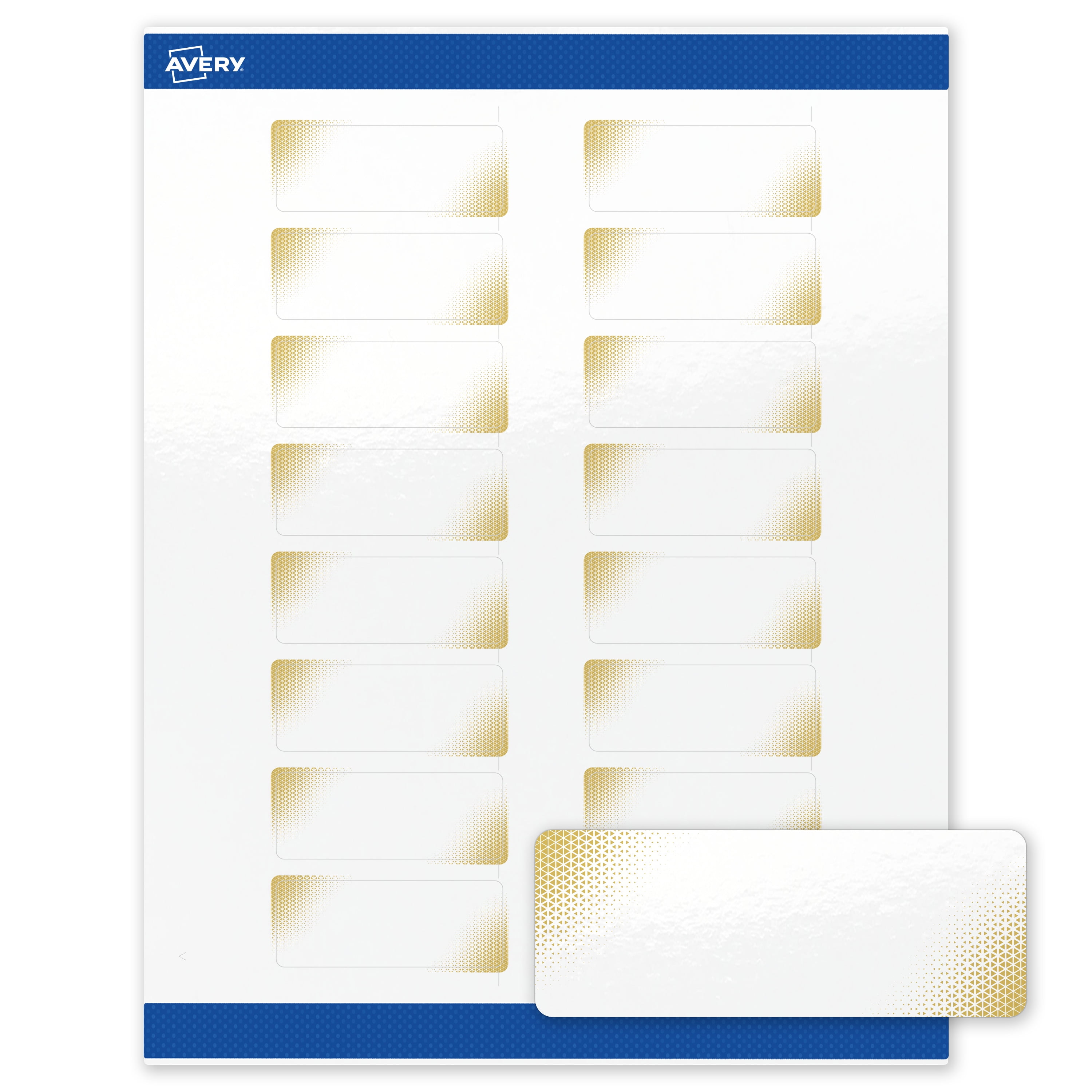 Avery Address Labels, 1" x 2-5/8", Glossy White, Gold Blush