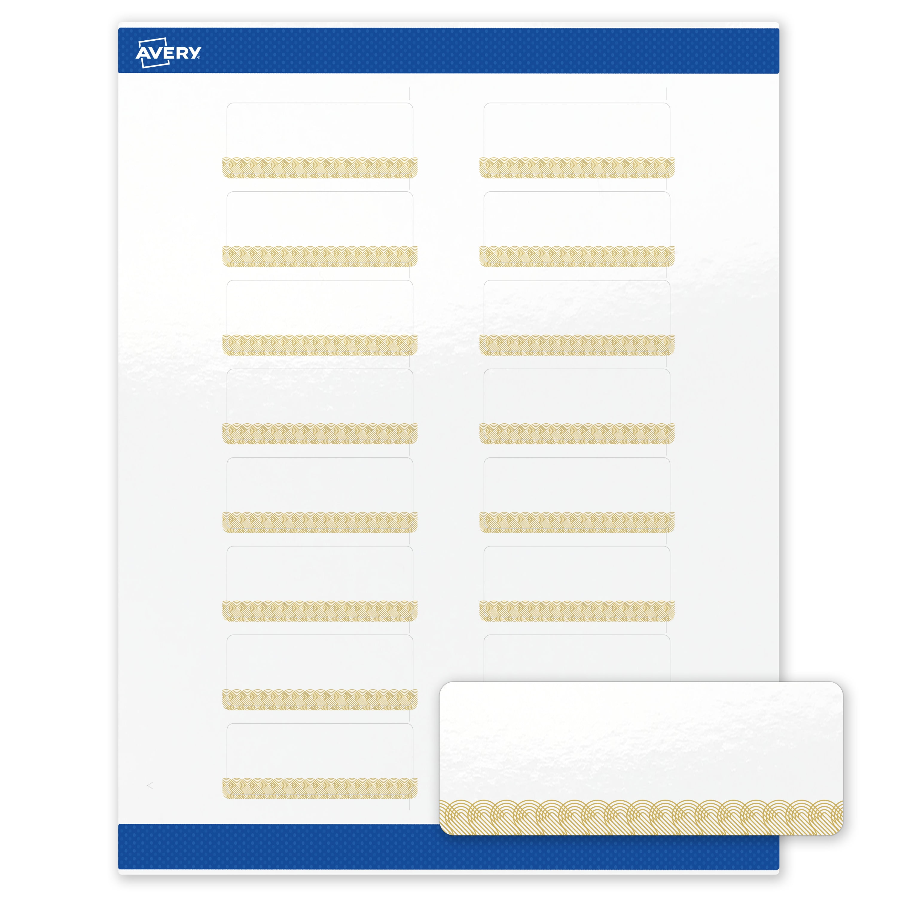Avery Address Labels, 1" x 2-5/8", Glossy White, Gold Lace Trim