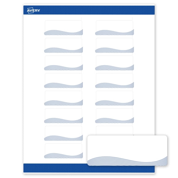 Avery Address Labels, 1" x 2-5/8", Matte White, Blue Waves