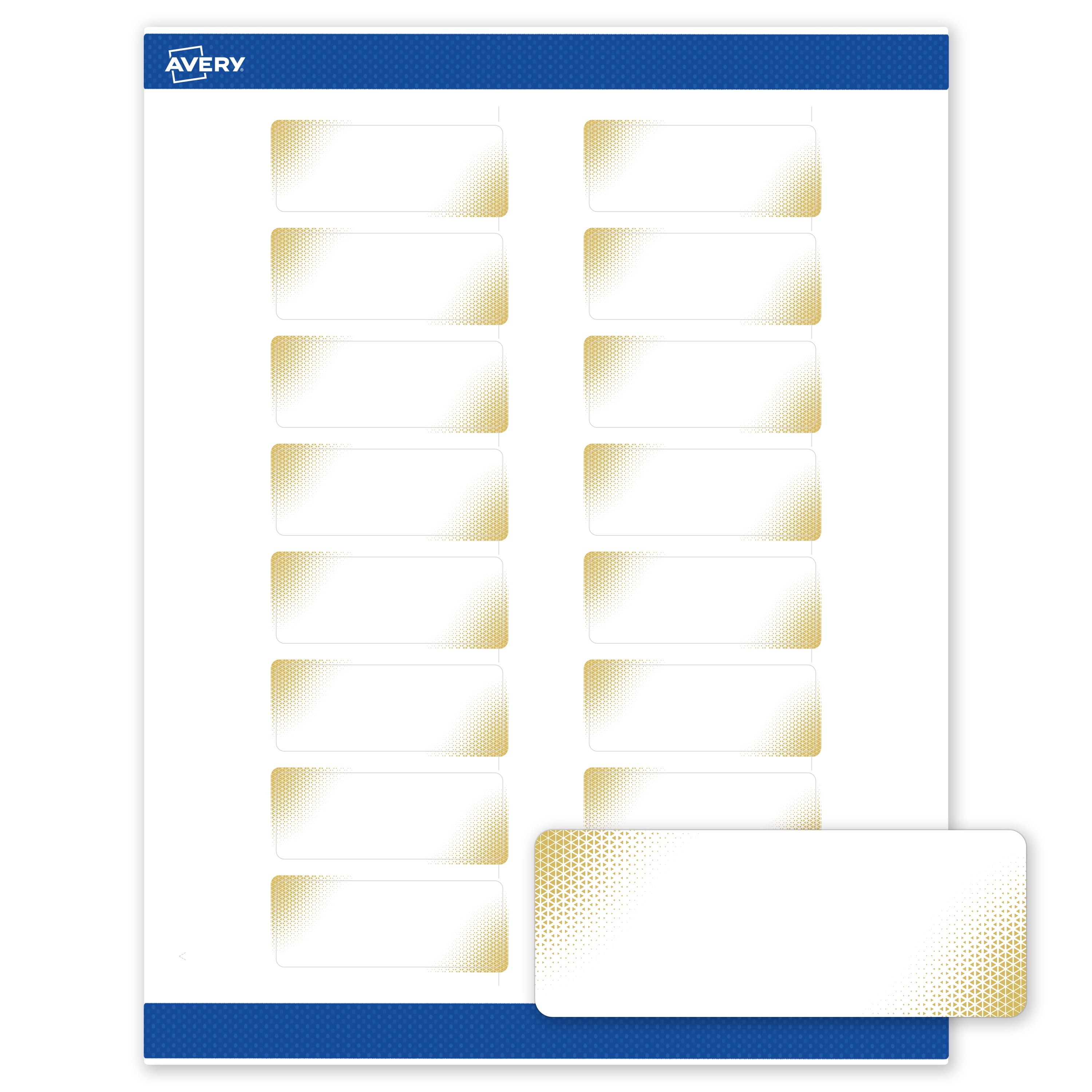 Avery Address Labels, 1" x 2-5/8", Matte White, Gold Blush