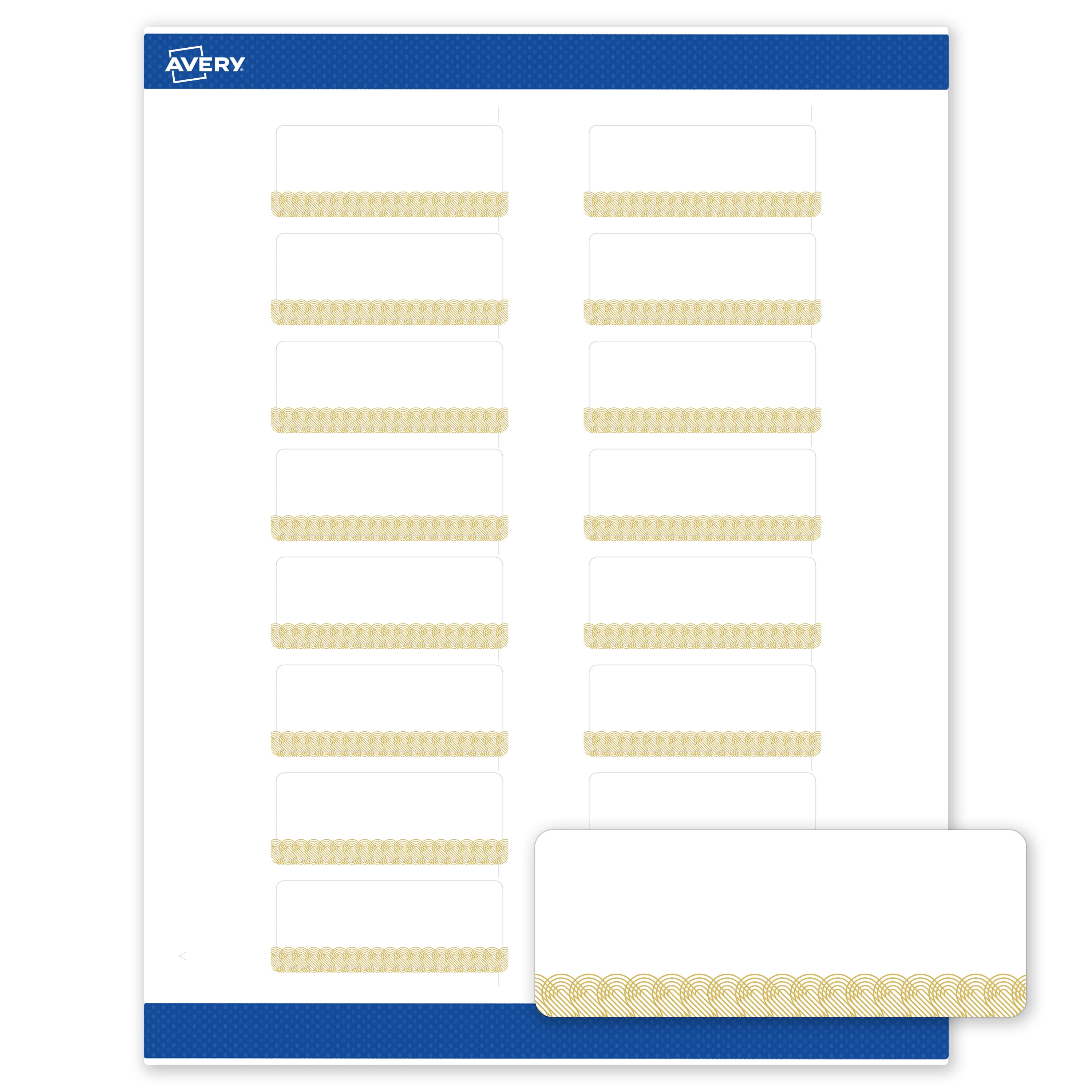 Avery Address Labels, 1" x 2-5/8", Matte White, Gold Lace Trim