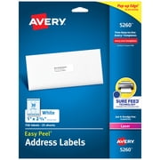 Avery Address Labels, 1 x 2-5/8, White, 750ct 5260