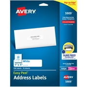 Avery Address Labels, 1" x 4", Paper, Matte White, Laser/Inkjet, Sure Feed, 200 Labels (5909)