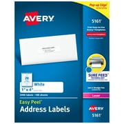 Avery Address Labels, 1 x 4, White, 2,000ct 5161