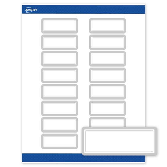 Avery Address Labels, Silver Border, 1" x 2-5/8", 160ct, Matte, Silver Mirror Metallic