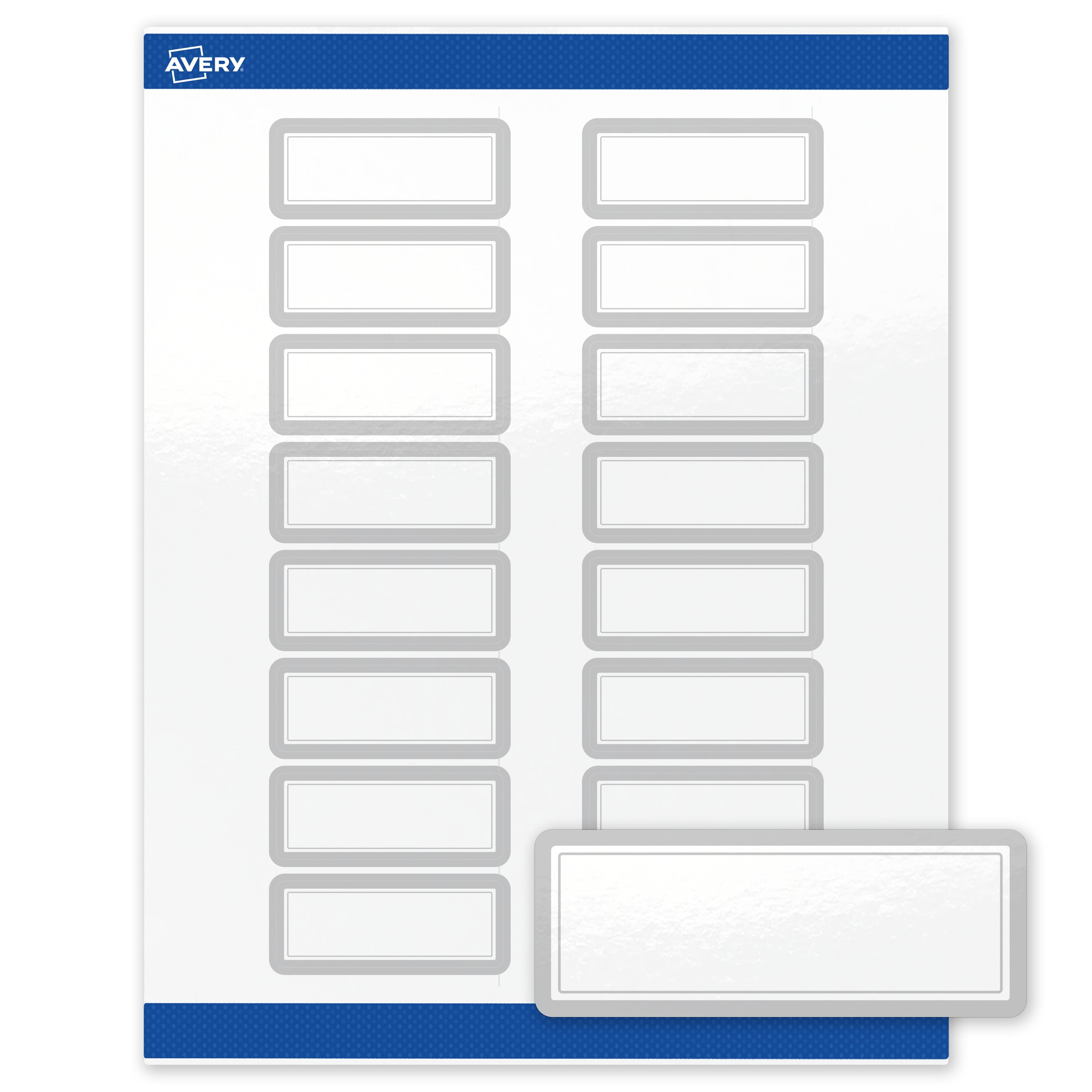 Avery Address Labels, Silver Border, 1" x 2-5/8", 160ct, Glossy, Silver Mirror Metallic