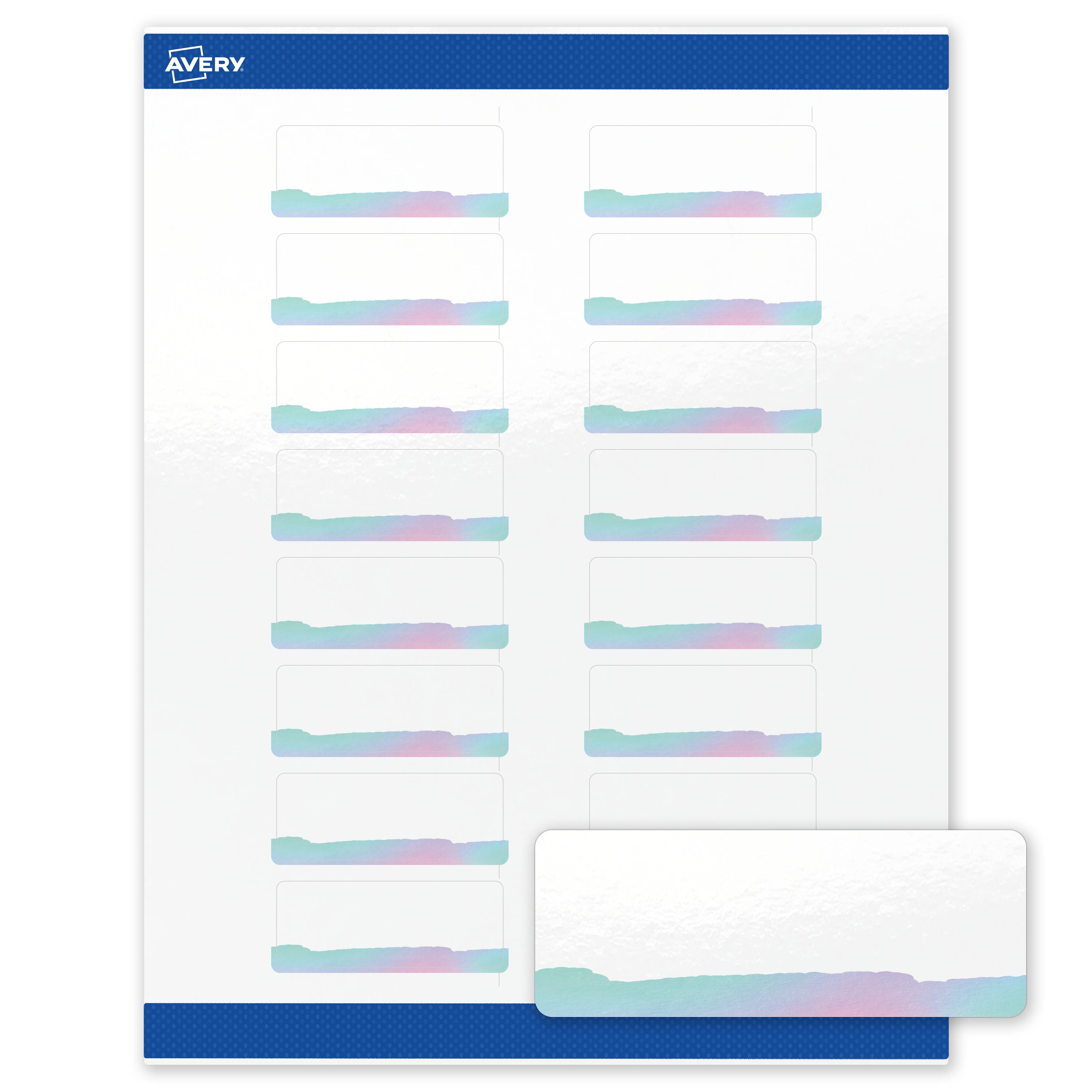Avery Address Labels, Watercolors Design, 1" x 2-5/8", 160ct, Glossy, Iridescent Watercolors
