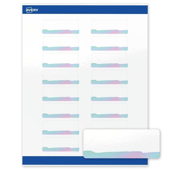 Avery Address Labels, Watercolors Design, 1" x 2-5/8", 160ct, Glossy, Iridescent Watercolors