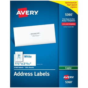 Avery Address Labels for Copiers, 1" x 2-13/16", 2,100 Labels (5360)
