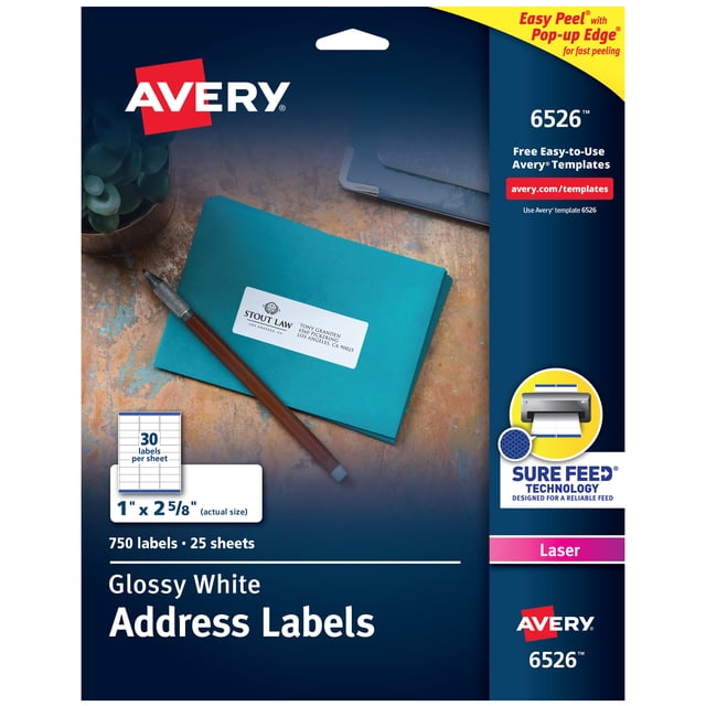 Avery Address Labels with Sure Feed and Easy Peel Technology, Glossy
