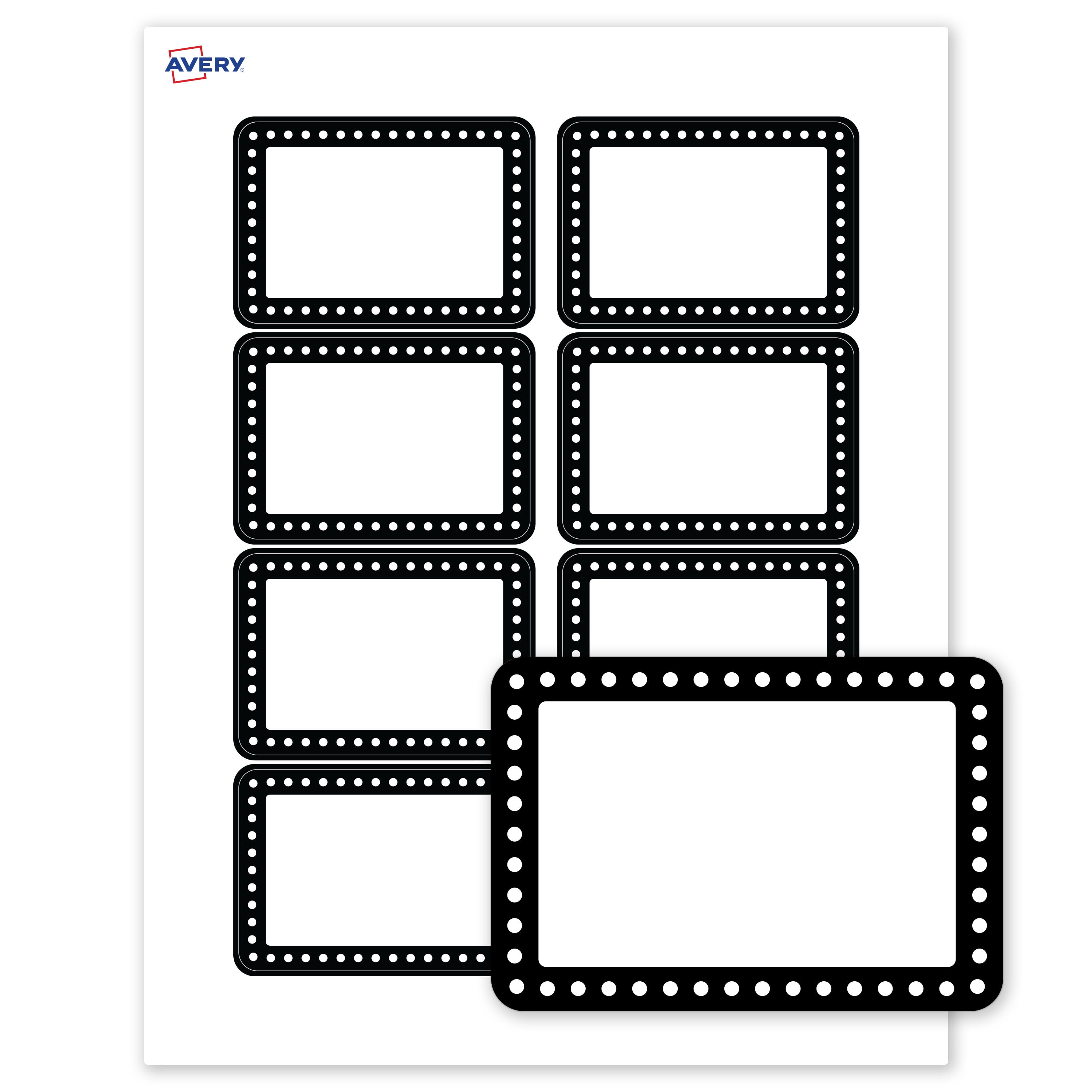 Avery Adhesive Name Tags, Matte White, Black & White Dots