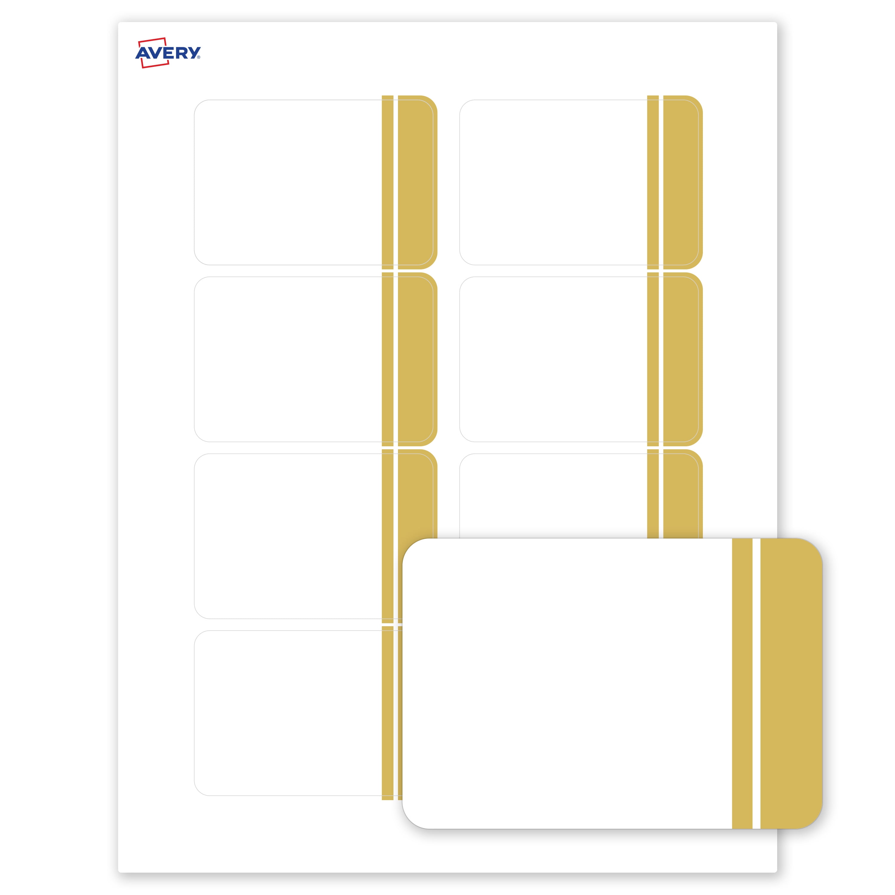 Avery Adhesive Name Tags, Matte White, Double Dipped Gold Edge