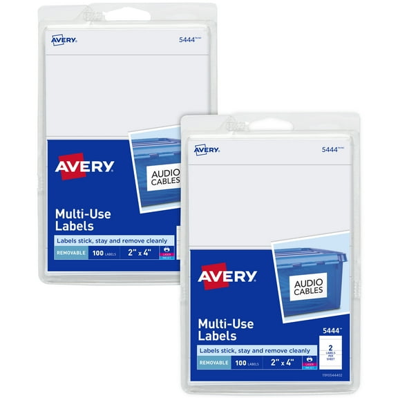 Avery All-Purpose Removable Labels, 2" x 4", 200 Labels (7827)