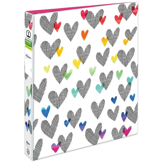 Avery + Amy Tangerine Binder, 1", Hatchmark Hearts (28320)