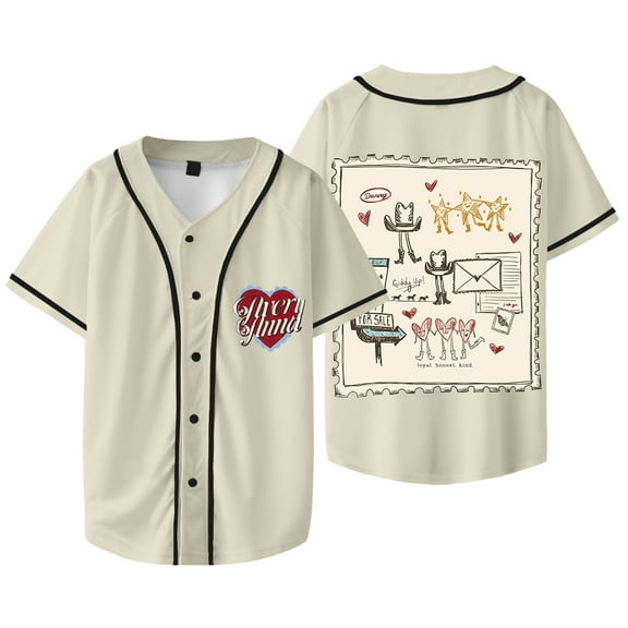 Avery Anna Doodle Baseball Jacket Tee Let Go Letters Tour Merch Women Men Short Sleeve T-shirts