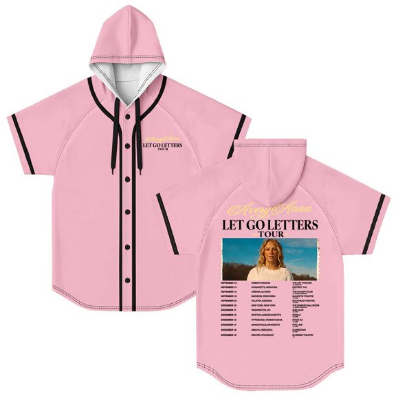 Avery Anna Let Go Letters Tour 2025 Merch Hooded Baseball Jersey Short Sleeve Shirt Women Men Crewneck Casual Tee