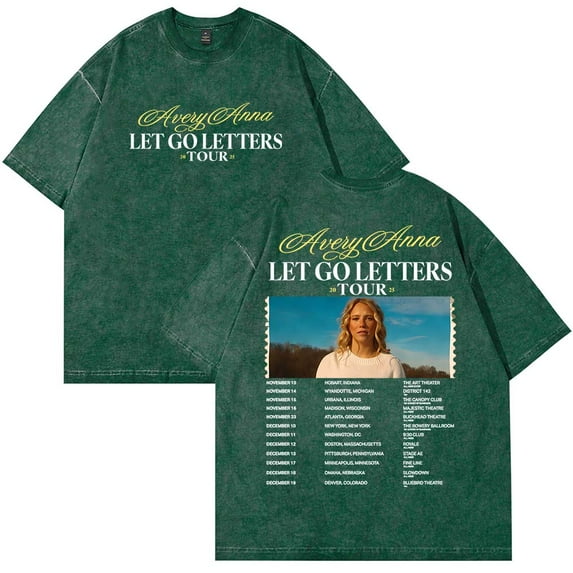 Avery Anna Let Go Letters Tour 2025 Merch T-Shirt Cotton Wash Tee Women Men Short Sleeve Casual Crewneck Tee