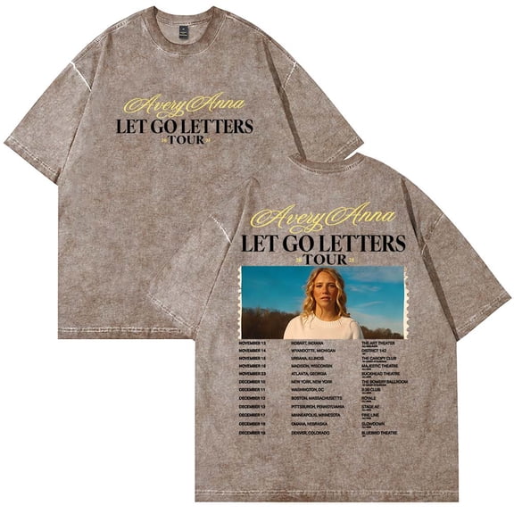 Avery Anna Let Go Letters Tour 2025 Merch T-Shirt Cotton Wash Tee Women Men Short Sleeve Casual Crewneck Tee
