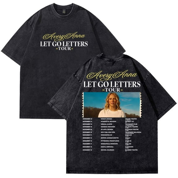 Avery Anna Let Go Letters Tour 2025 Merch T-Shirt Cotton Wash Tee Women Men Short Sleeve Casual Crewneck Tee