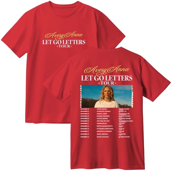 Avery Anna Let Go Letters Tour 2025 Merch T-Shirt Women Men Casual Crewneck Short Sleeve Tee