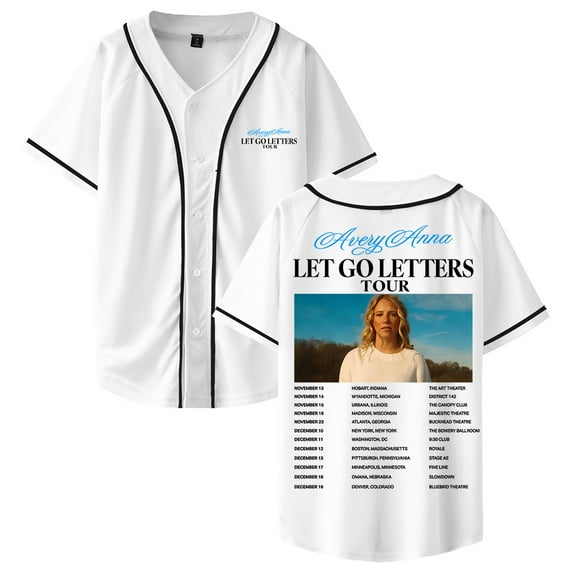 Avery Anna Let Go Letters Tour Baseball Jersey Short Sleeve Button-up Shirts Men Women Streetwear Tops