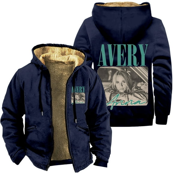 Avery Anna Photo Zipper Thick Hoodies Vintage 90s Coat Streetwear Zip up Sweatshirt