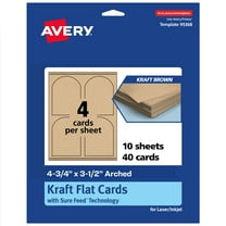 Avery Arched Flat Cards, 4-3/4" x 3-1/2", Kraft Brown, 40 Total