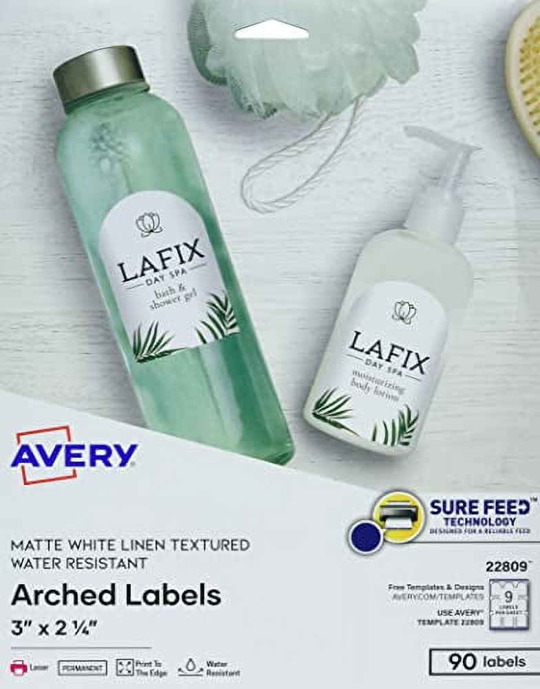 Avery Arched Labels with Sure Feed for Laser Printers, Water Resistant