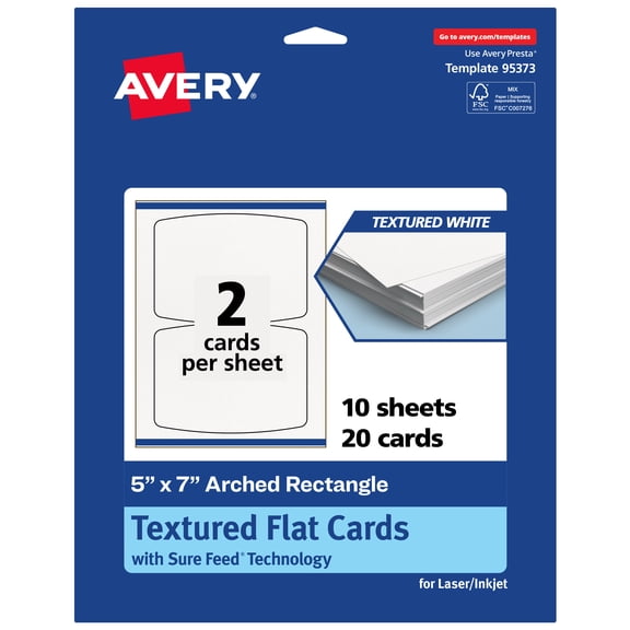 Avery Arched Rectangle Flat Cards , 5" x 7", Matte, 20 Total