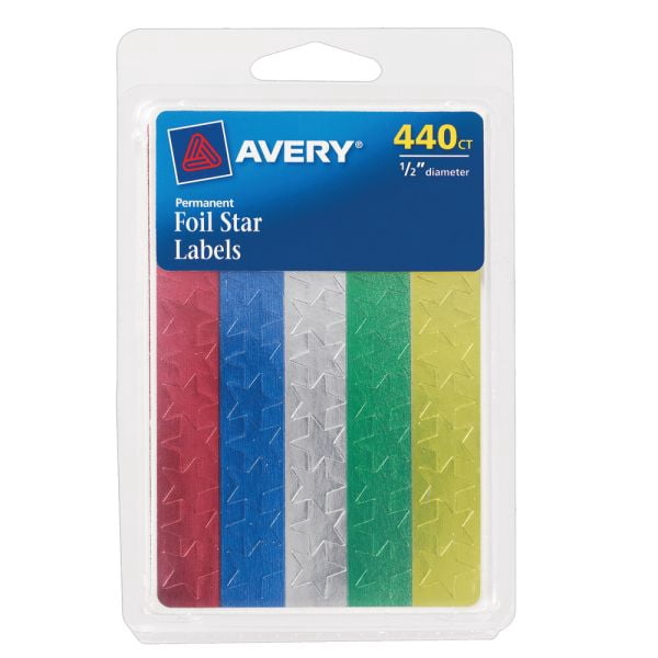 Avery Assorted Foil Star Labels - Walmart.com
